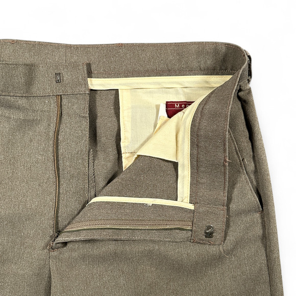 Vintage Levis Pants Mens 36x33 Brown Dress Action Slacks Disco Creased Talon 70s - Picture 4 of 11